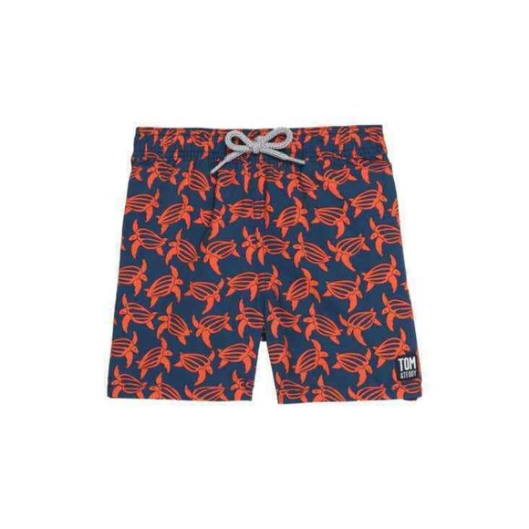 Tom&Teddy kids swim trunks turtles navy&orange